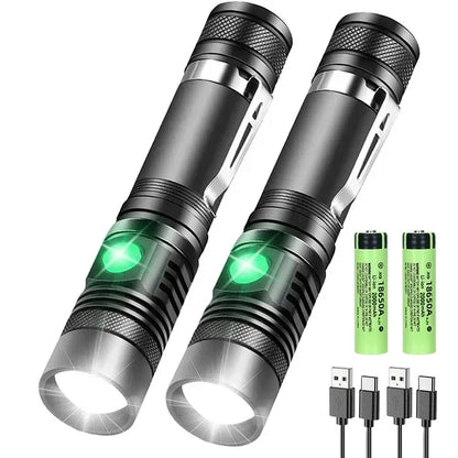 High Power Led Flashlights Zoomable Camping Torch With T6 LED Lamp Beads Waterproof 4 Lighting Modes Multi Function USB Charger