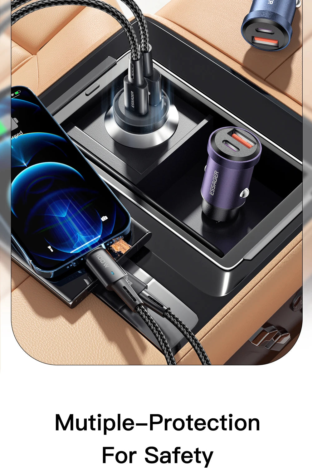 Essager USB C Car Charger 45W 5A Quick Charge 4.0 QC PD 3.0 SCP USB Type C Fast Charging For iPhone14 13 Huawei Samsung Xiaomi