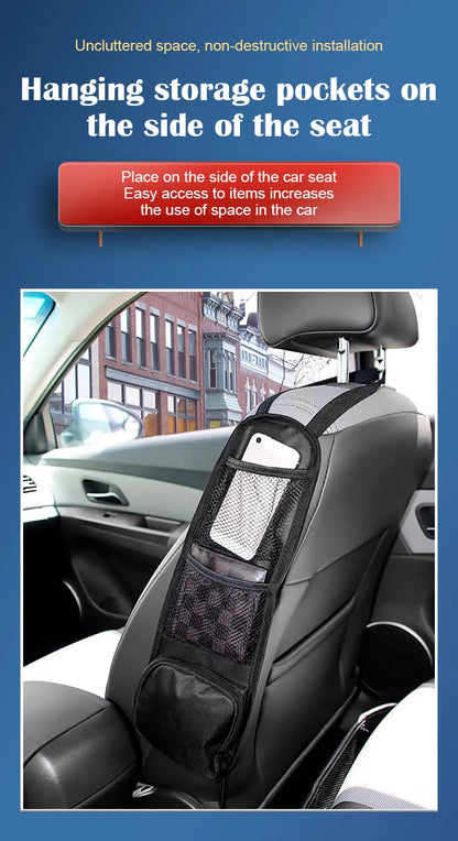 Multifunctional Zipper Storage Bag Car Side Storage Bag with Mesh Pocket for Things Holder Suitable for Cars