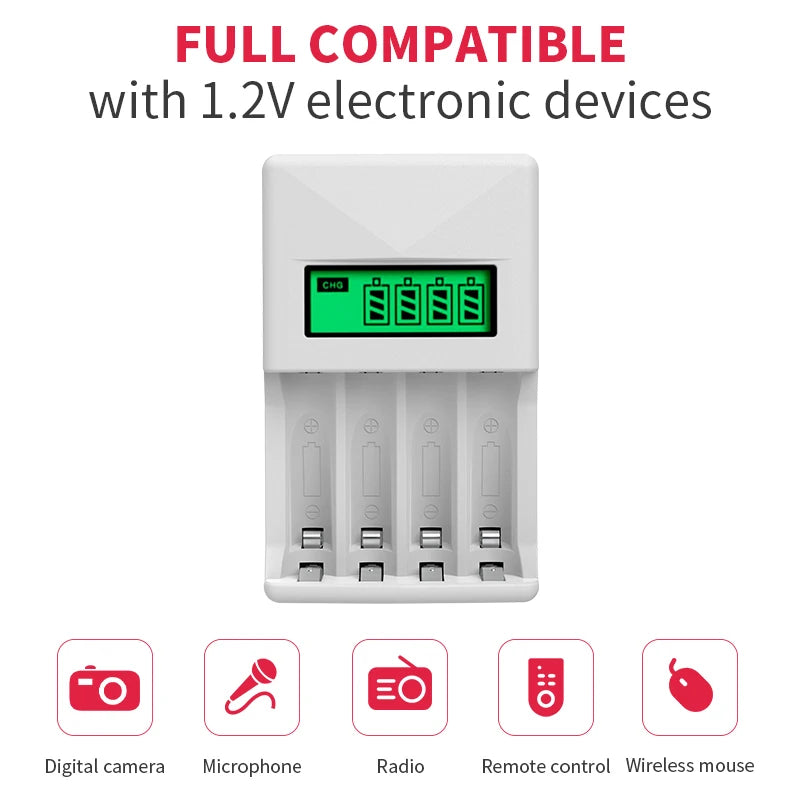 PUJIAMX AA/AAA Rechargeable Battery Charger LCD Display Portable Adapter USB Cable TypeC Batteries Interface Fast Charging Tool