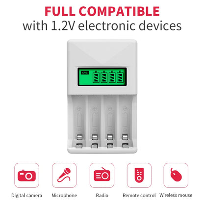 PUJIAMX AA/AAA Rechargeable Battery Charger LCD Display Portable Adapter USB Cable TypeC Batteries Interface Fast Charging Tool