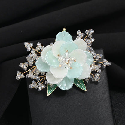 SKEDS 2022 Exquisite Luxury Women Rhinestone Flower Brooch Badges Pearl Crystal Plant Brooches High Quality Retro Pin For Lady