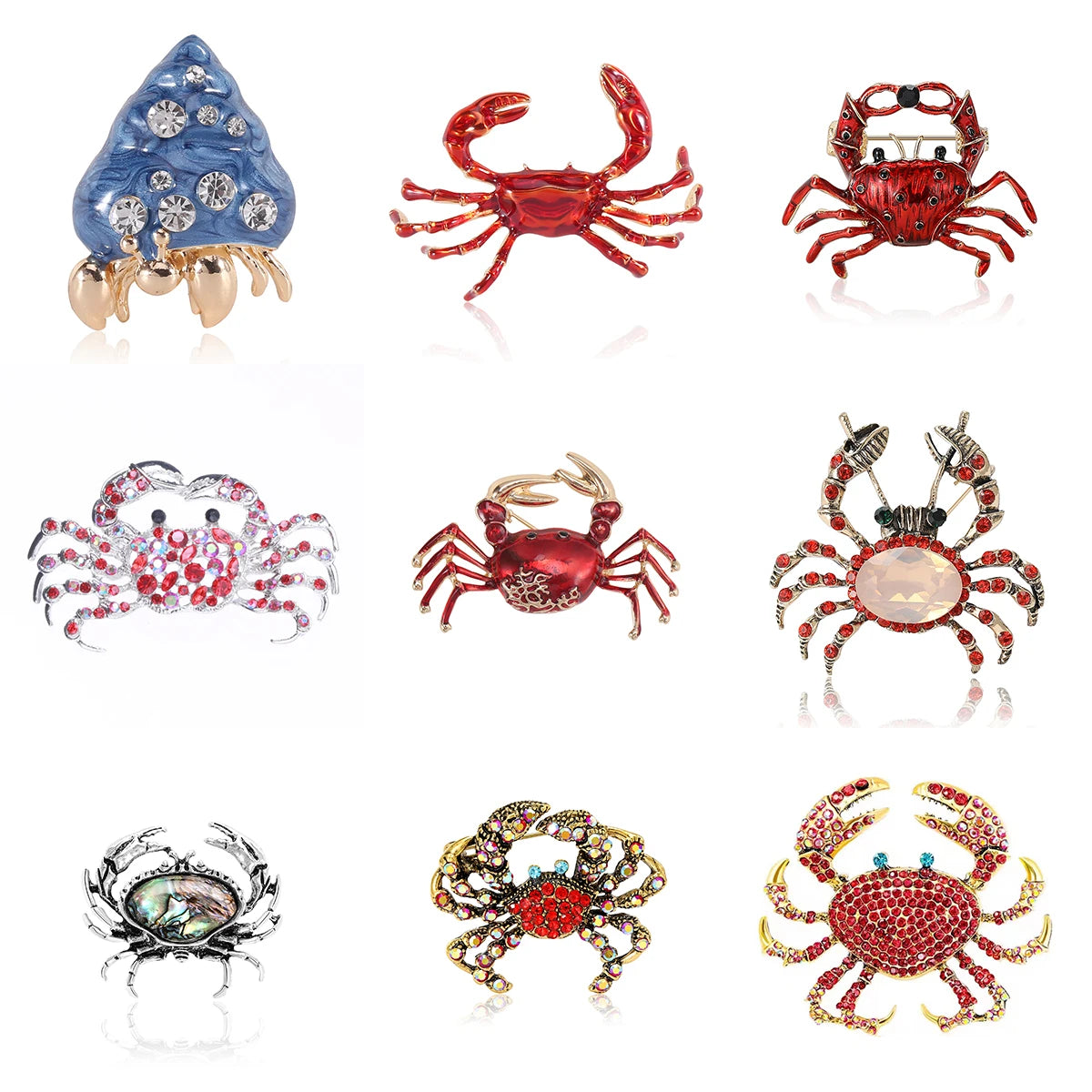 Enamel Rhinestone Crab Brooches For Women Unisex Animal Pins Multi-color Available Casual Party Accessories Gifts