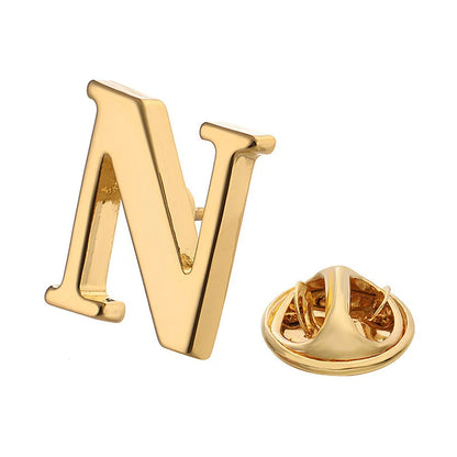 High Quality Classic Style Gold Letter A-Z Metal Brooch Women Men's Lapel Pin Women's Hat Scarf Backpack Badge Jewellery