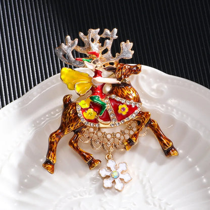 Christmas Santa Claus Elk Design Men Women Brooch Pins, Jewelry Accessories, Wedding Holiday Party Couple Surprise Gift