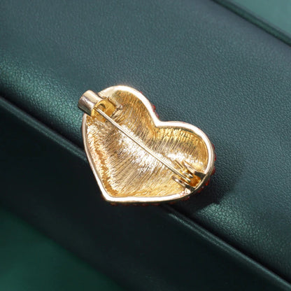 Shining Red Heart Brooches For Women Unisex Rhinestone Love Party Office Brooch Pins Gifts
