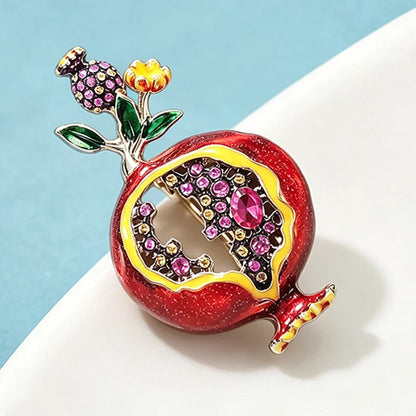 Wuli&baby Big Charming Pomegranate Brooches For Women Unisex Rhinestone Enamel Beautiful Fruit Plants Flower Office Party Brooch