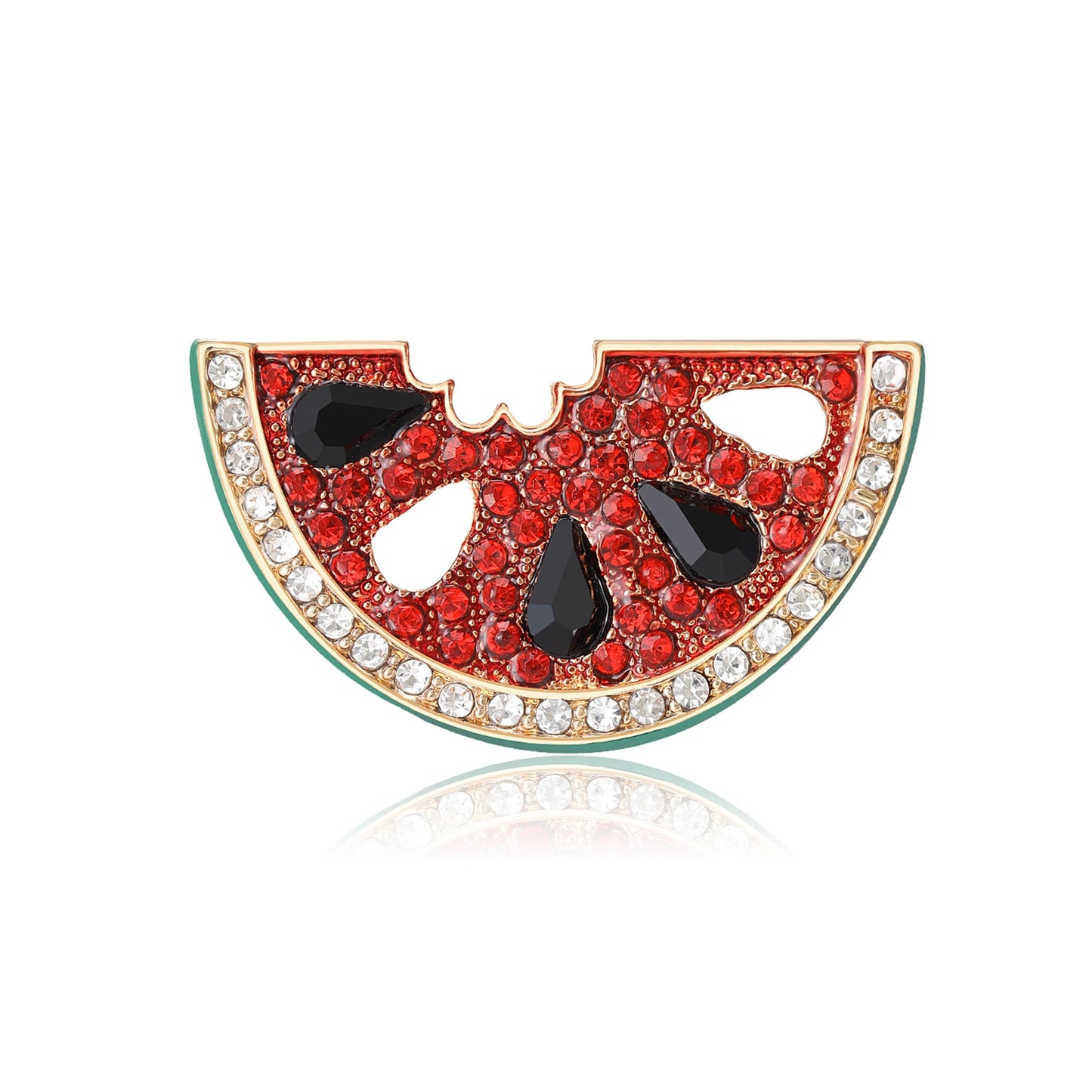 Beaut&Berry Classic Rhinestone Watermelon Brooches for Women Unisex Fruit Pins Casual Party Accessories Gifts Friends Decoration