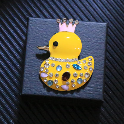 SKEDS Shiny Rhinestone Animal Duck Brooch High-End Unisex Colorful Crystal Lapel Pin New Trendy Style Festival Gift