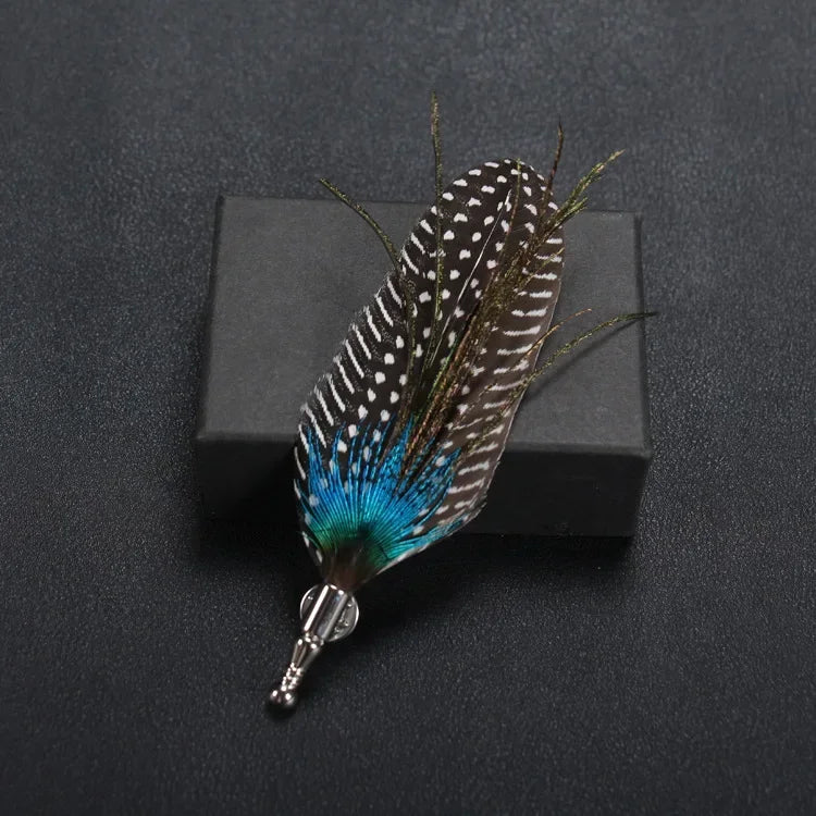 i-Remiel Long Needle Brooch Scarf Feather Brooch Korean Men's Jewelry Fabric Brooches and Pins Korea Suit Wedding Accessories