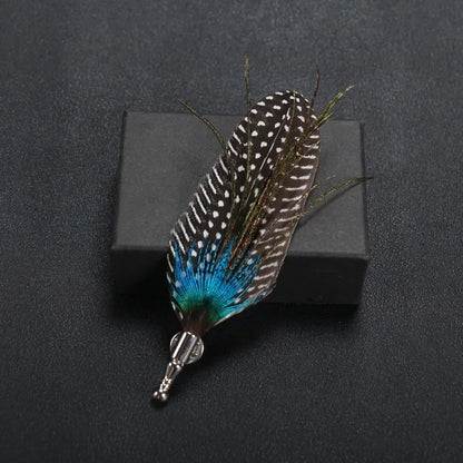 i-Remiel Long Needle Brooch Scarf Feather Brooch Korean Men's Jewelry Fabric Brooches and Pins Korea Suit Wedding Accessories