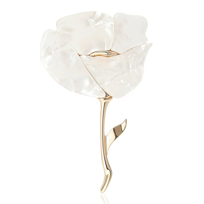 Beaut&Berry Classic Acrylic Rose Brooches for Women Unisex Plant Flower Pins Casual Party Accessories Gifts Friends Decoration