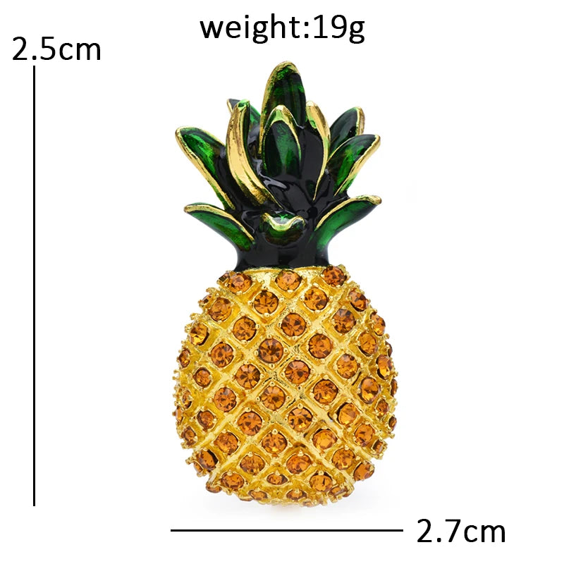 Wuli&baby Sparkling Pineapple Brooches For Women Unisex Beautiful Rhinestone Fruits Plants Party Casual Brooch Pin Fashion Gifts