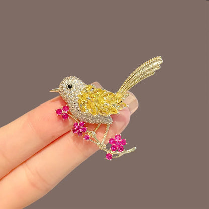 Colorful Rhinestone Auspicious Magpie Bird Brooches for Women Good Luck Badges Crystal Chinese Style Party Brooch Pins Gift