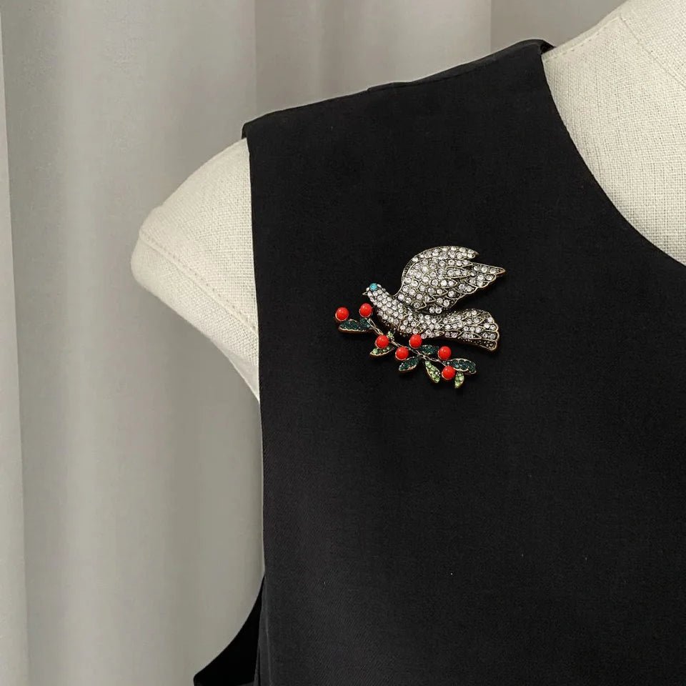 Baroque Luxury Beautiful Peace Dove Bird Design Men Women Brooch Pin，Jewelry Accessories, WeddingHolidayPartyCoupleSurprise Gift