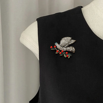 Baroque Luxury Beautiful Peace Dove Bird Design Men Women Brooch Pin，Jewelry Accessories, WeddingHolidayPartyCoupleSurprise Gift