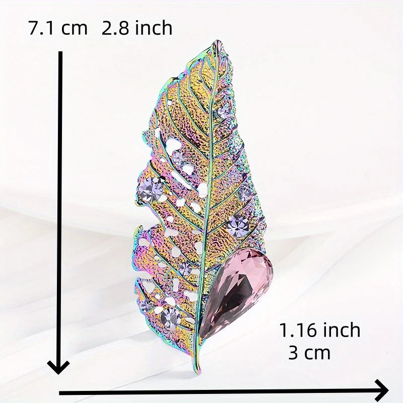 Exquisite Dazzle Crystal Leaves Brooches Badges For Women Men Fashion Elegant High-end Accessories Pin