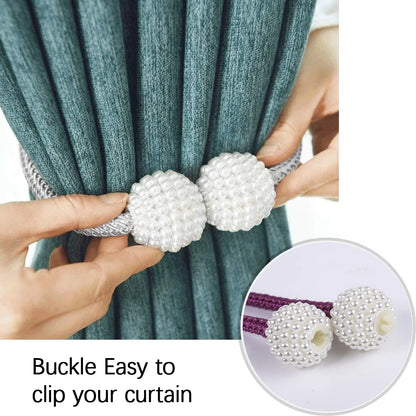 1/2PCS Curtain Buckle Curtain Strap Pearl Buckle Design Curtain Tie Rope Curtain Tiebacks with Strong Magnet Decor Accessories