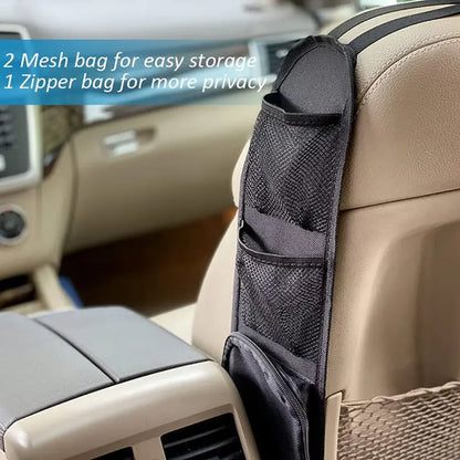 Multifunctional Zipper Storage Bag Car Side Storage Bag with Mesh Pocket for Things Holder Suitable for Cars