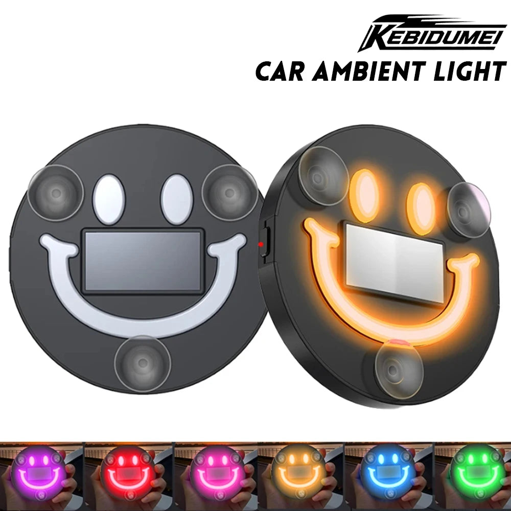 KEBIDUMEI 300mAh Smile Ambient Light Solar Powered Neon Light Car Decoration Rear Windshield Atmosphere Lights Car Accessories