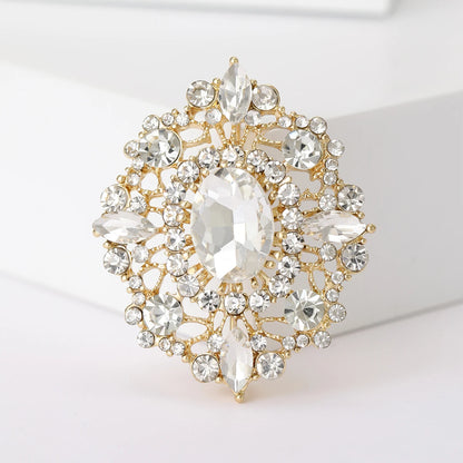 Rhinestone Flower Brooches for Women Unisex Trendy Multicoloured Crystal Glasses Pin Office Party Friend Gifts Accessories