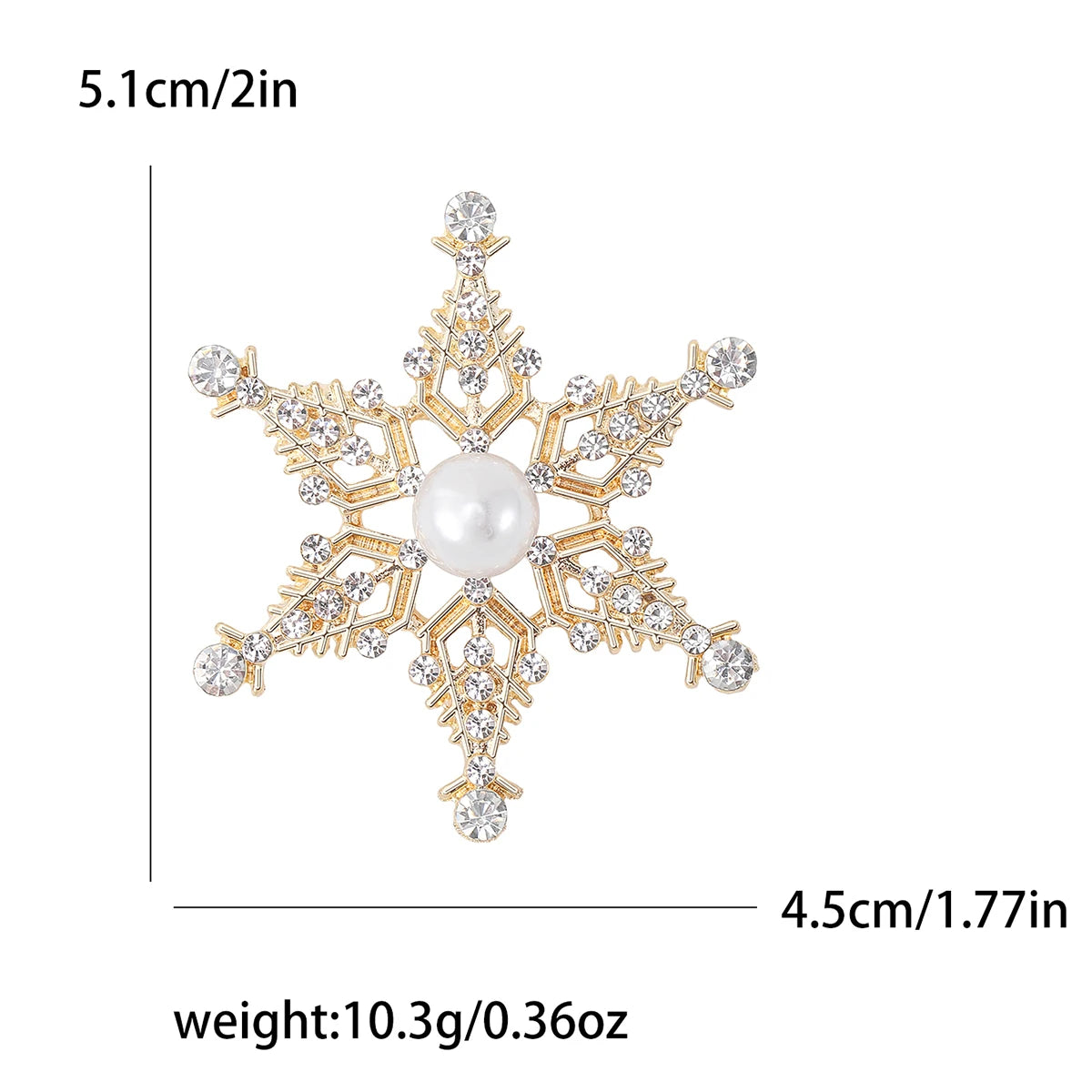 Christmas Rhinestone Snowflake Brooches for Women Unisex Pearl Ice Crystal Pins Office Party Friend Gifts Jewelry Accessories