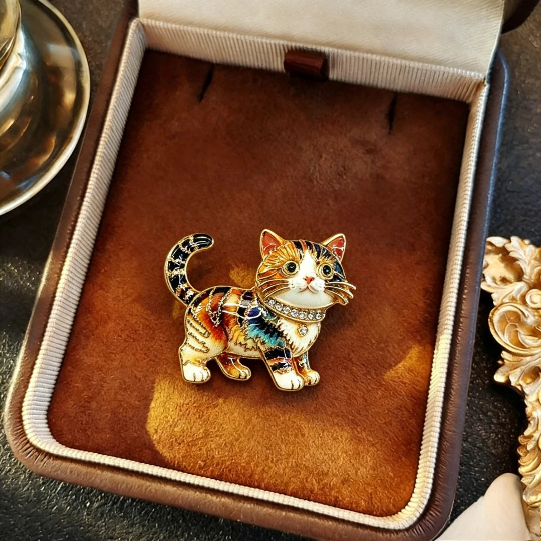 Baroque Luxury Cartoon Cat Animal Design Brooches for Men and Women, Jewelry, Fashion Accessories, Wedding, Holiday, Party Gifts