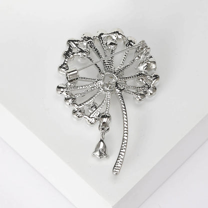 Beaut&Berry Classic Rhinestone Dandelion Brooches for Women Pearl Plant Pins Casual Party Accessories Gifts Friends Decoration