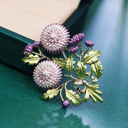 Vintage High-end Women Men Enamel Dandelion Brooch Classic Exquisite Elegant Plant Lady Pin Badges