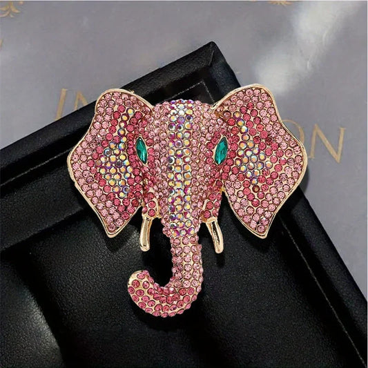 Vintage Women Men Fashion Palace Design Elephant Rhinestone Brooches Pins Retro Middle Unisex Suit Dress Badges Buckle Jewelry