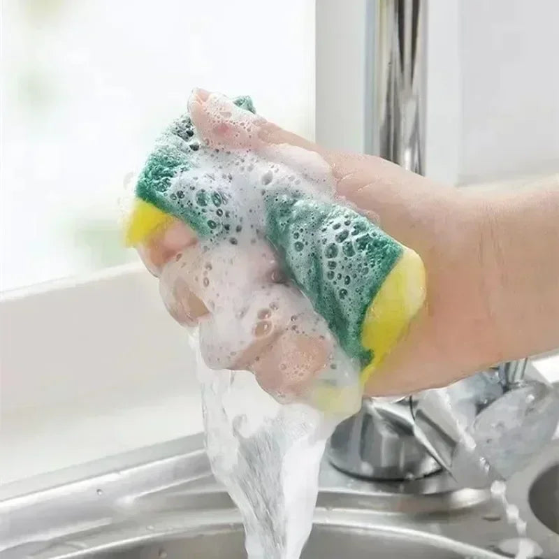 5PCS Kitchen Sponges Dual-Sided Scrub Pads Super Absorbent Dish Towel Scratch Resistant Scrubbing Sponge Highly Absorbent