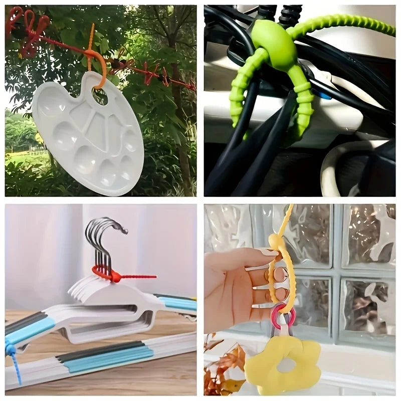 5pcs Silicone Reusable Cable Organizer Storage Bag Tie, Wire Management Zipper Tie, Multi-Functional Bag Clip,Organizer Clip cable