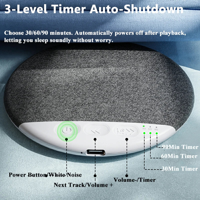 Lenovo Mini Sleeping Bluetooth Speaker Nature Sound White Noise Soundbar Wireless MP3 Music Player Thin Timed Shutdown Audio Pla