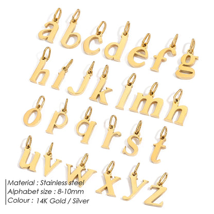 eManco Stainless Steel Cut 26 Letters Charm DIY Women's Necklace Bracelet Jewelry Making Factory Direct Sales
