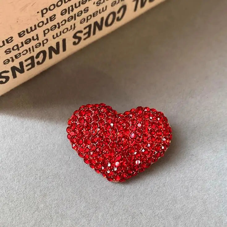 Bling Red Full of Rhinestone Heart Shape Brooch for Women Lovers Lapel Love Pins Christmas Love Pins Valentine Gifts