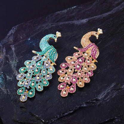 Exquisite Colorful Peacock Rhinestone Brooch Animal Lapel Pin Suit Coat Dress Fashion Jewelry Accessories Gifts