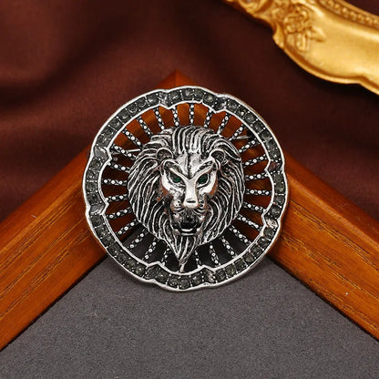 Retro Hollow Out and Domineering Lion Brooch Fashion European and American Minimalist Men's Coats Banquet Corsage Accessories