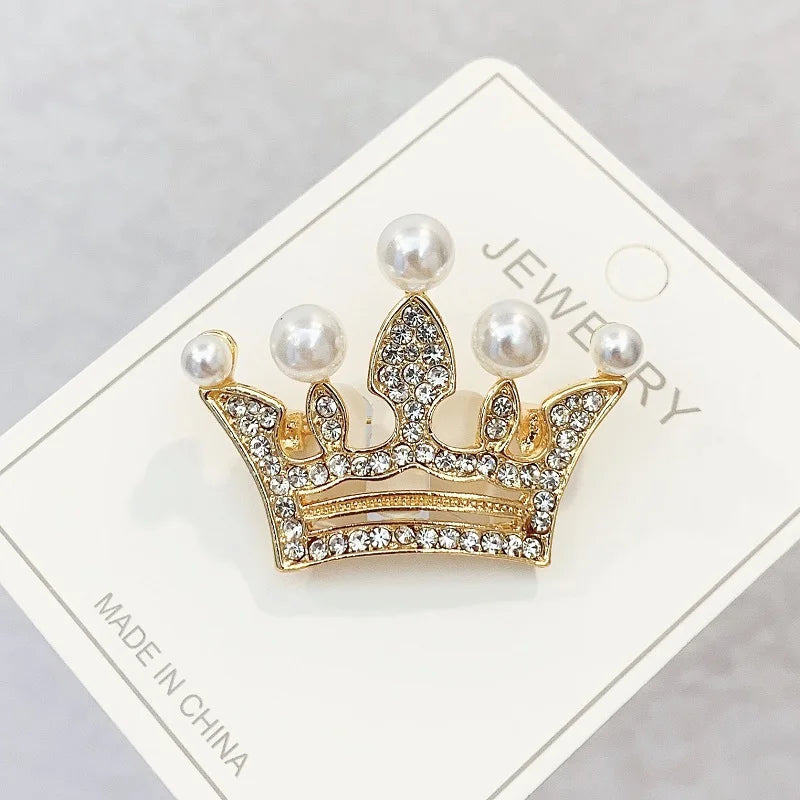 Fashion Crown Brooch For Women Vintage Zircon Crystal Luxurious Jewelry Girl Princess Gift