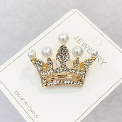 Fashion Crown Brooch For Women Vintage Zircon Crystal Luxurious Jewelry Girl Princess Gift