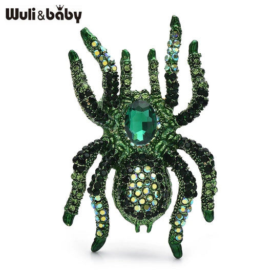 Wuli&baby Sparkling Vintage Spider Brooches For Women Unisex 2-color Rhinestone Charming Insects Party Office Brooch Pins Gifts