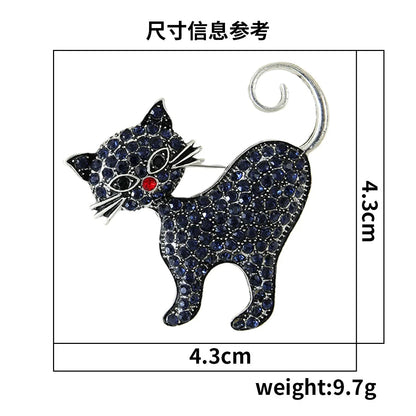 Women Men Fashion Creative Exquisite Cute Cat Crystal Pin Lovely Kitten Rhinestone Delicate Kitten Enamel Brooch Badges