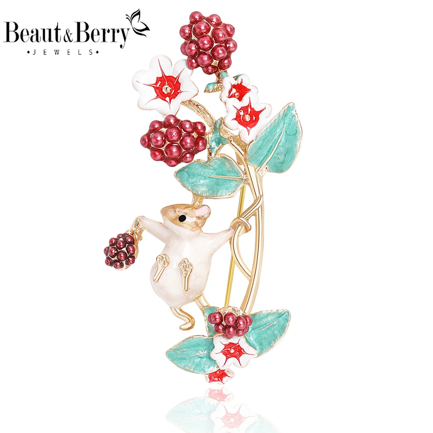 Beaut&Berry Cute Squirrel Brooches for Women Unisex Animal Pins Casual Party Accessories New Gifts Friends Decoration