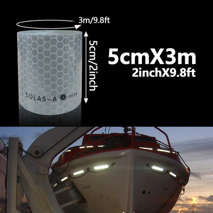 Maritime Film SOLAS Grade Reflective Tape for Ships, Eye-Catching Safety Warning, Silver White Waterproof Super Reflective