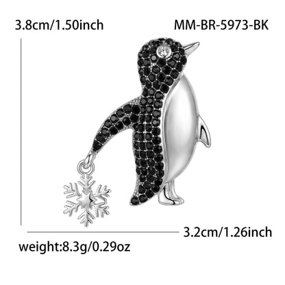 Beaut&Berry Trendy Rhinestone Snowflake Penguin Brooches for Women Unisex Animal Pins Casual Party Jewelry Accessories Gifts