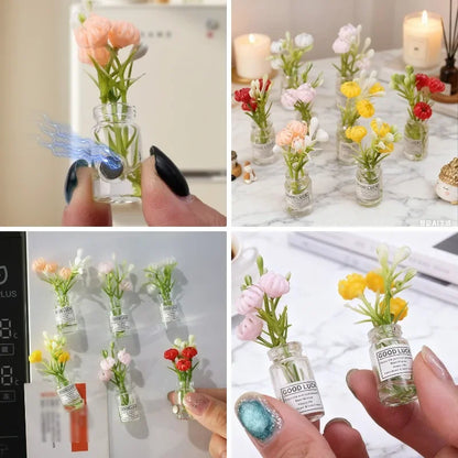 1/30Pcs Cute Mini Fridge Magnet Mini Small Vase frigerator Home 3D Vase Artificial Flower Magnet Kitchen Decoration Accessories