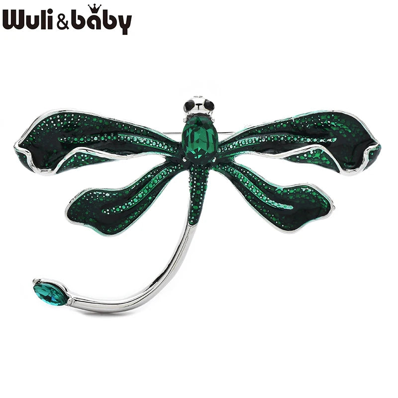 Wuli&baby Pretty Enamel Dragonfly Brooches For Women Unisex 4-color Rhinestone Insects Party Office Brooch Pins Gifts