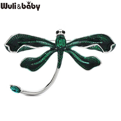 Wuli&baby Pretty Enamel Dragonfly Brooches For Women Unisex 4-color Rhinestone Insects Party Office Brooch Pins Gifts