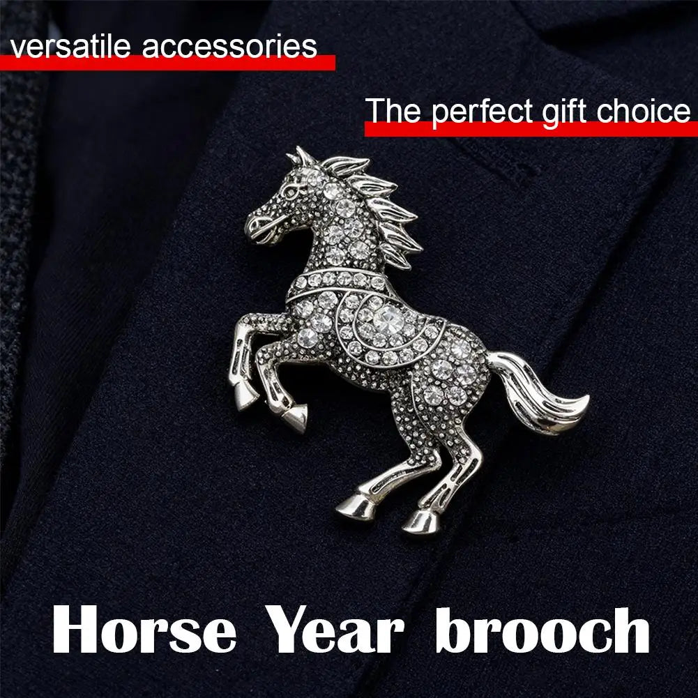High-End Horse Year Brooch Cute Fun Steed Collar Pin Chinese Style Light Luxury Creative Accessory