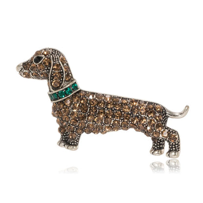 Trendy Rhinestone Dachshund Brooch for Women Unisex Animal Dog Pins Badges Party Backpack Jewelry Accessories Gift