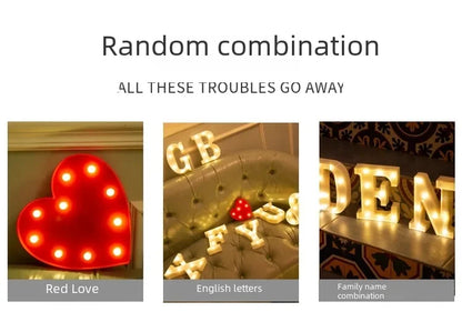 Ins Hot Sale 26 English Letter Led Light Design Lamp For Wedding Birthday Colorful Light Proposal Confession Surprise Night
